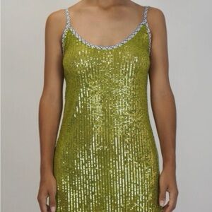 Hand Over Green Sequin Mini Dress